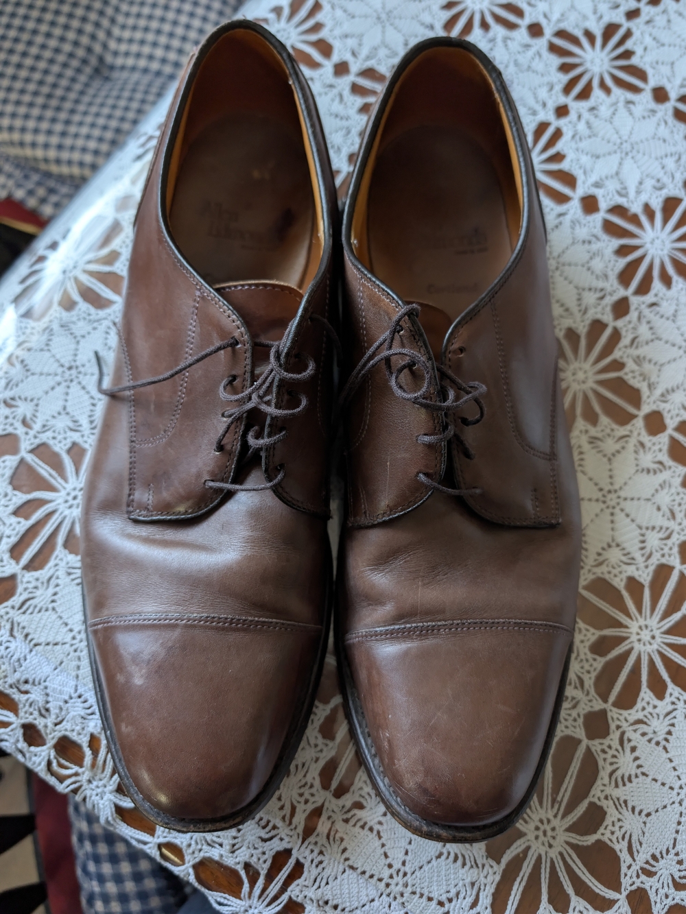 Allen Edmonds Brown Leather Cap-Toe Derby Shoes
